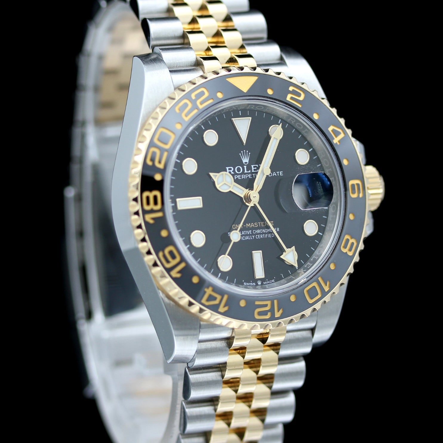 Rolex GMT Master II, Gelbgold/Stahl, Jubilee, Ref. 126713GRNR, 2023, 40 mm, B+P - LUXUHRIA