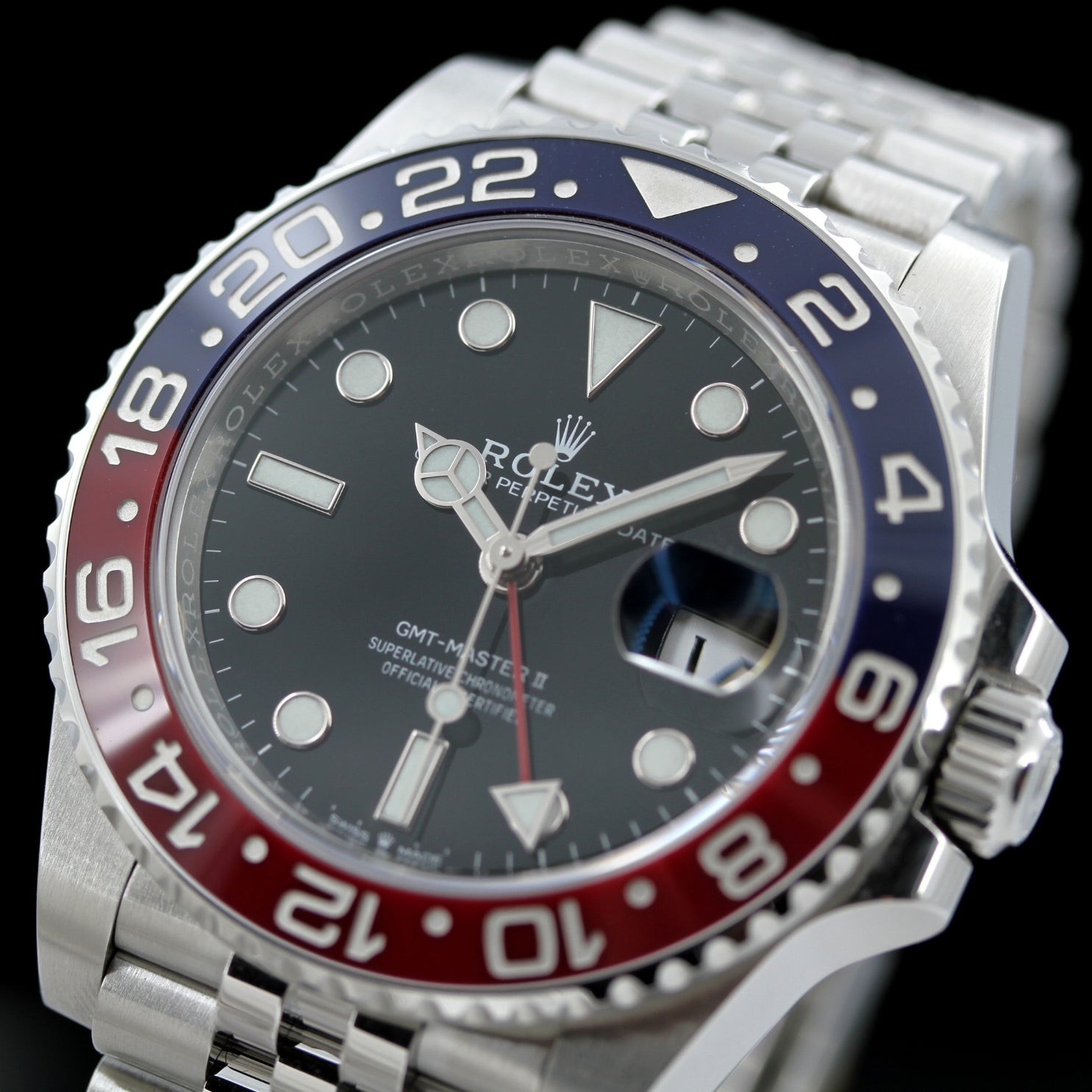 Rolex GMT Master II, "Pepsi", Jubilee, Ref. 126710BLRO, 2022, B+P - LUXUHRIA