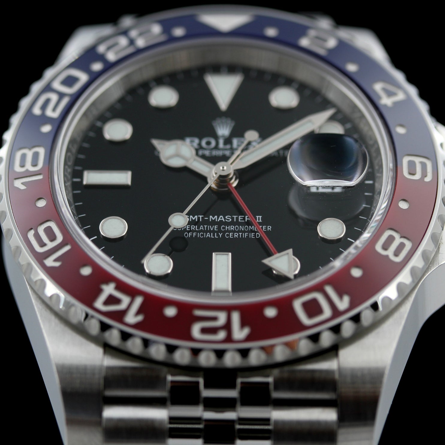 Rolex GMT Master II, "Pepsi", Jubilee, Ref. 126710BLRO, 2022, B+P - LUXUHRIA