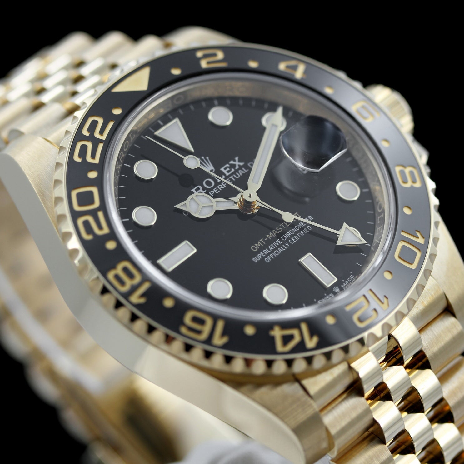 Rolex GMT Master II, Vollgold, Jubilee, ungetragen, Ref. 126718GRNR, 2023, B+P - LUXUHRIA