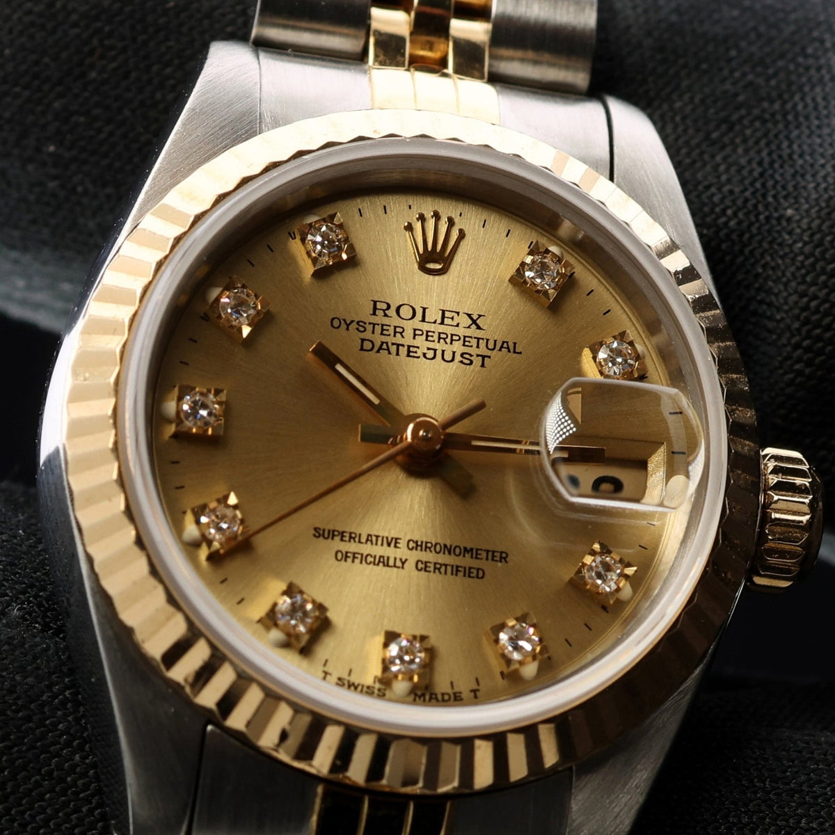 Rolex Lady Datejust 26, Champagner Diamond Dial, Stahl/Gelbgold, LC100, Ref. 69173, 08-1990, B+P - LUXUHRIA