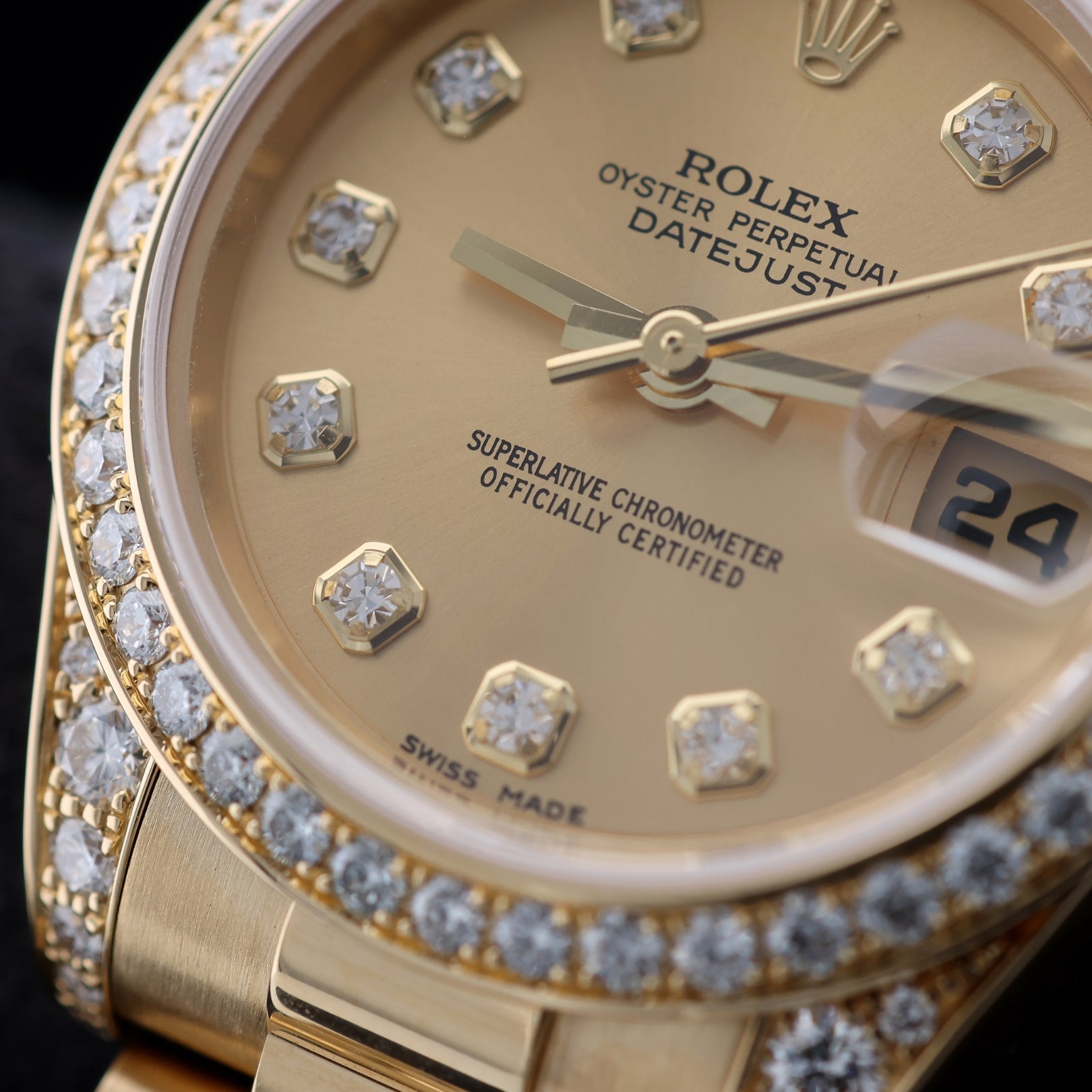 Rolex Lady Datejust 26, Gelbgold, Brillantbesatz, President Band, 179158, B+P - LUXUHRIA