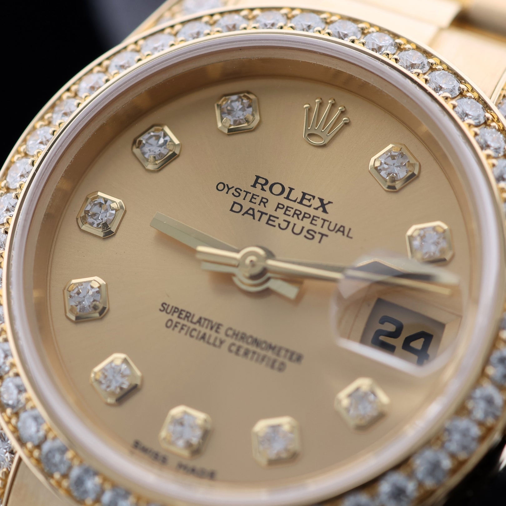 Rolex Lady Datejust 26, Gelbgold, Brillantbesatz, President Band, 179158, B+P - LUXUHRIA