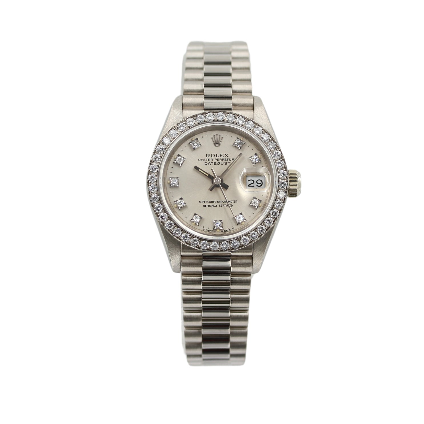 Rolex Lady Datejust 26, Weißgold, Brillantbesatz, President - Bracelet, Ref.69139 - LUXUHRIA