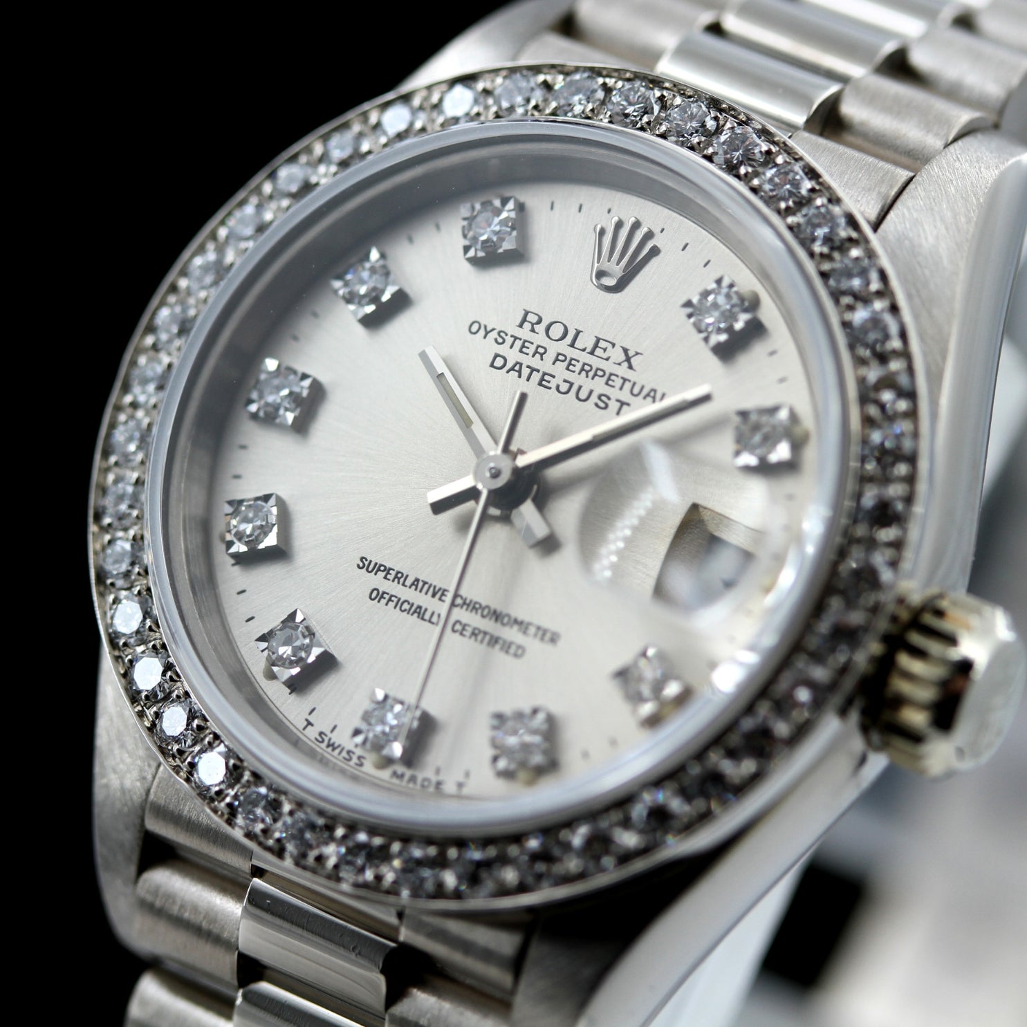 Rolex Lady Datejust 26, Weißgold, Brillantbesatz, President - Bracelet, Ref.69139 - LUXUHRIA