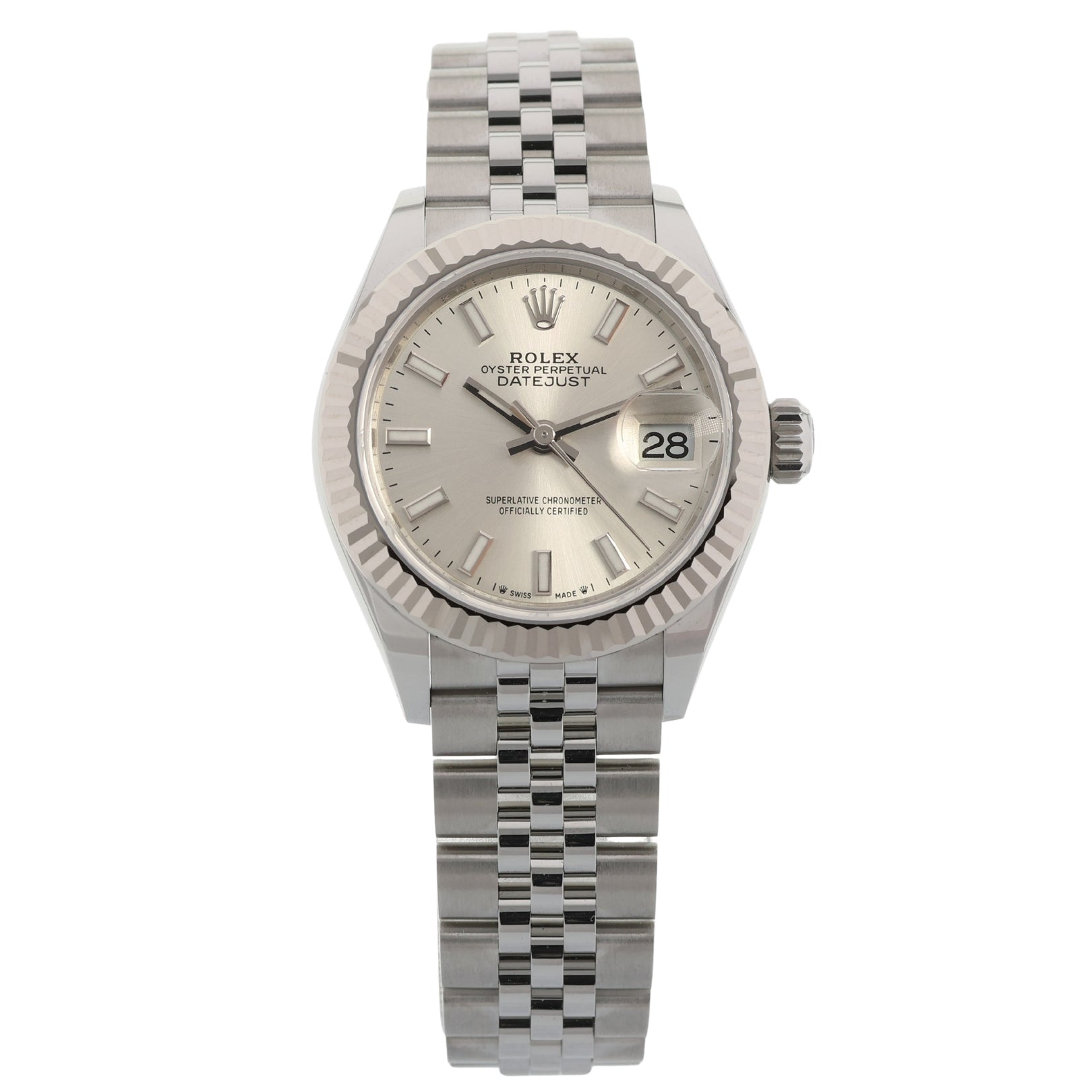 Rolex Lady Datejust 28, Silver Dial, Jubilee, Ref. 279174, 12 - 2024, B+P - LUXUHRIA
