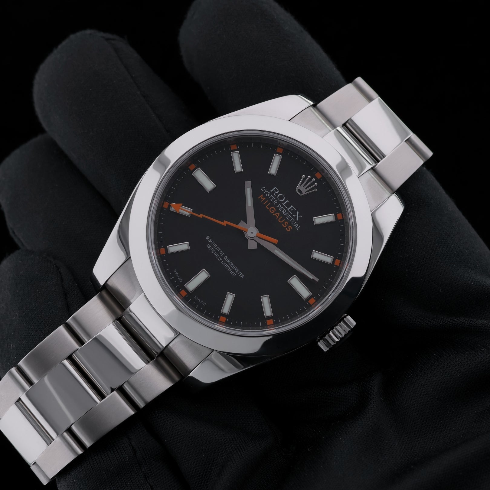 Rolex Milgauss, Black Dial, LC100, Edelstahl, Ref. 116400, 12 - 2007, B+P - LUXUHRIA