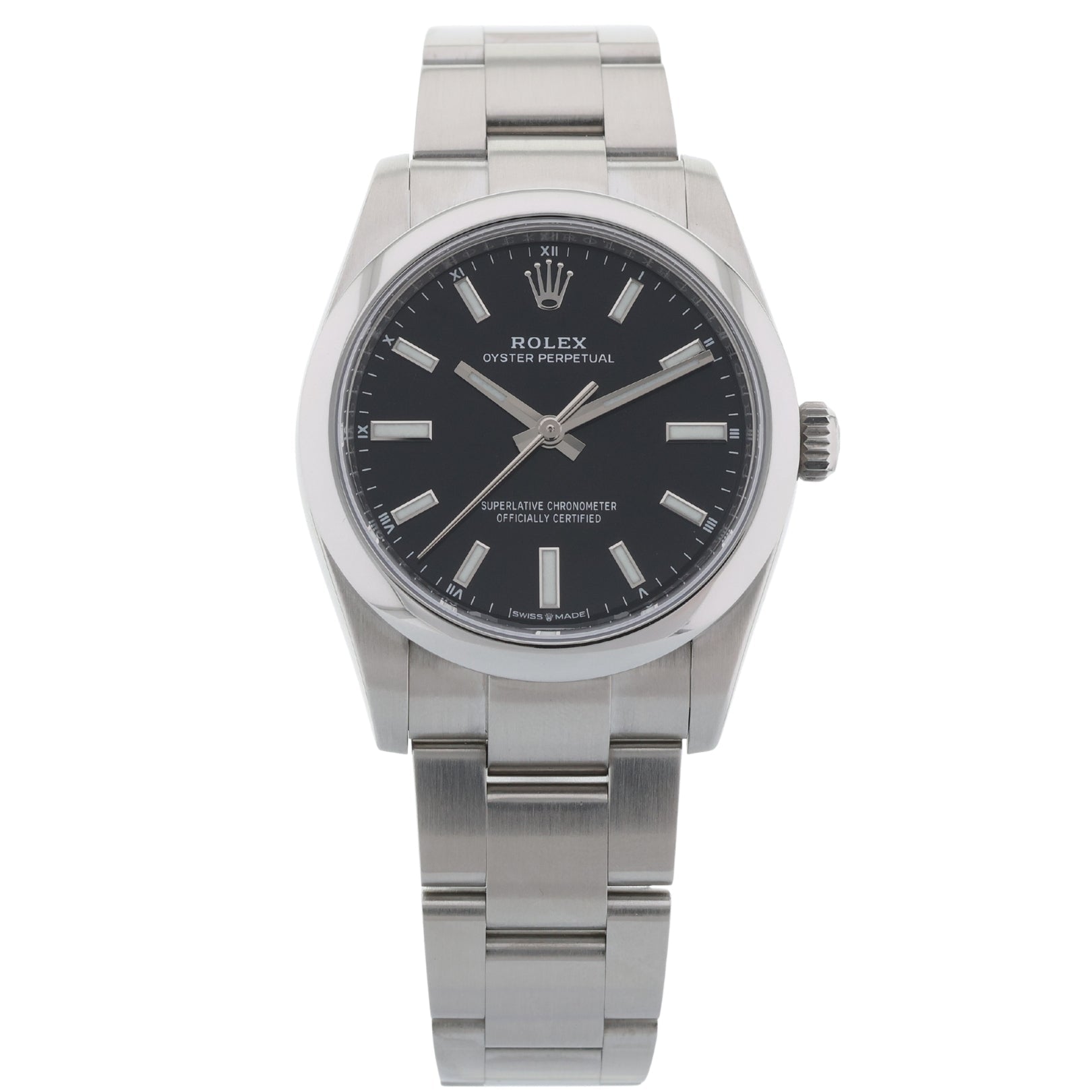 Rolex Oyster Perpetual 34, Black Dial, Oyster, Ref. 124200, 2024, B+P - LUXUHRIA