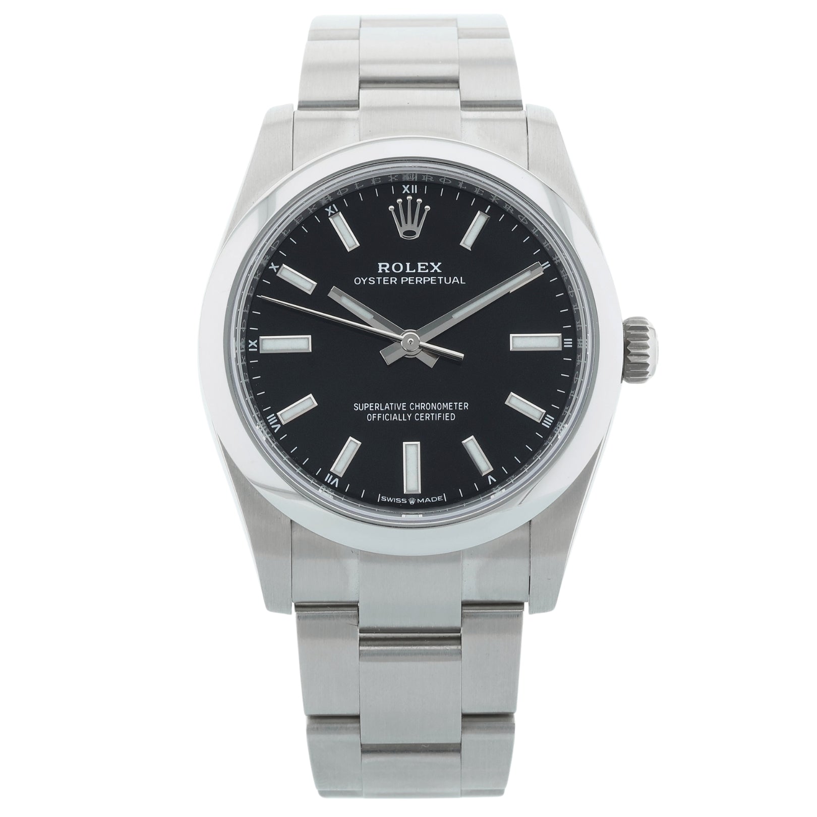 Rolex Oyster Perpetual 34, black, schwarz, Ref. 124200, 09 - 2024, B+P - LUXUHRIA