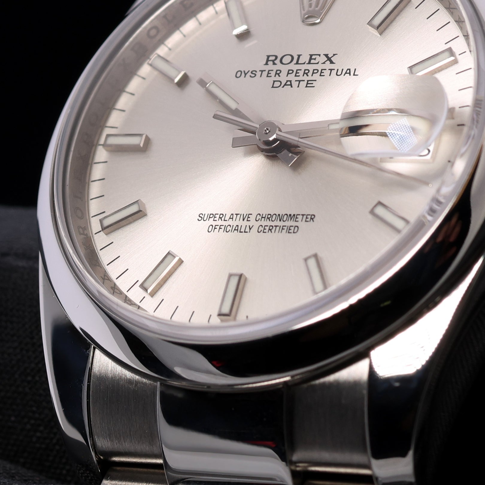 Rolex Oyster Perpetual Date, Silver Dial, Service 2025, Ref. 115200, 2015, B+P - LUXUHRIA