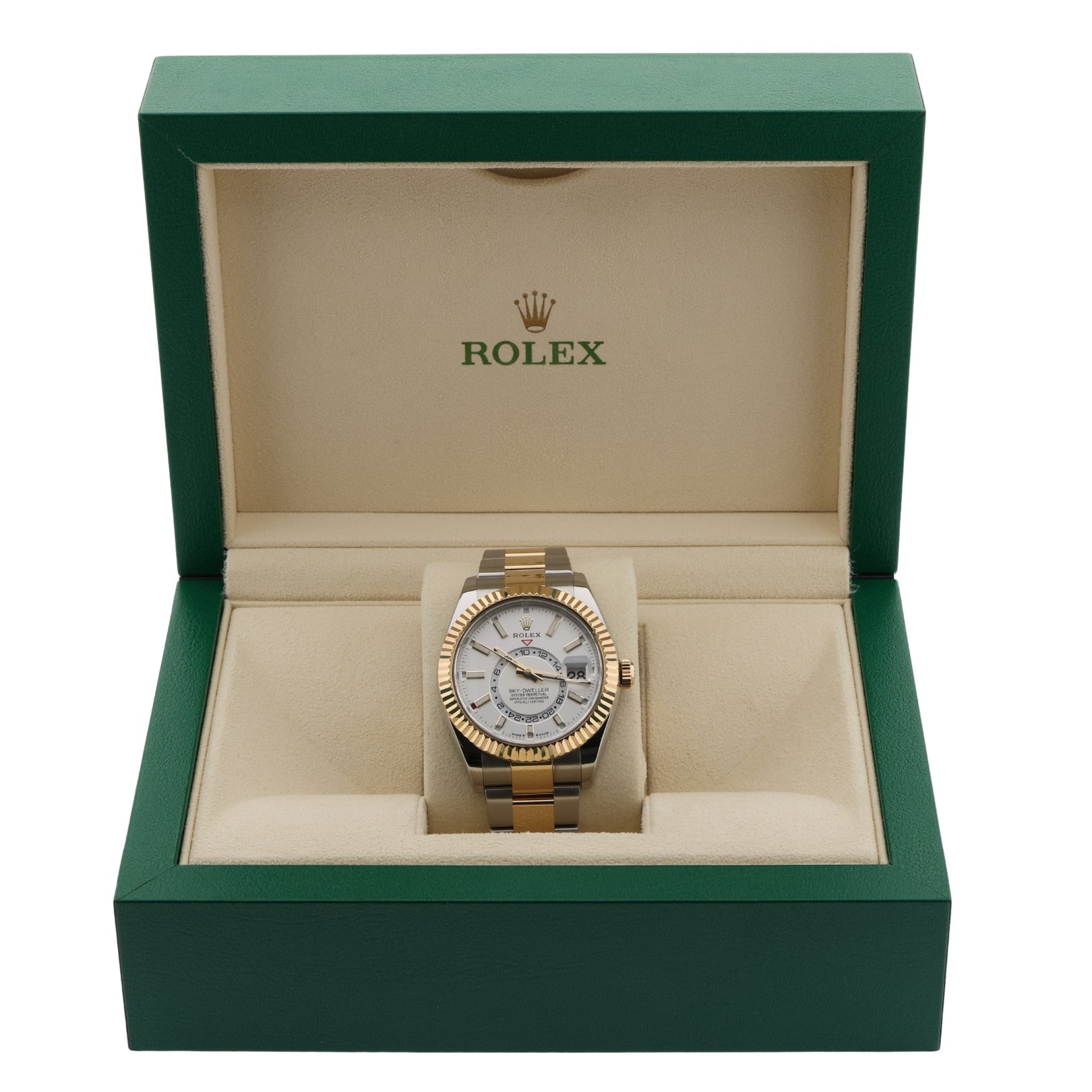 Rolex Sky - Dweller, White Dial, Stahl/Gold, 42mm, Ref. 336933, 08 - 2023, B+P - LUXUHRIA
