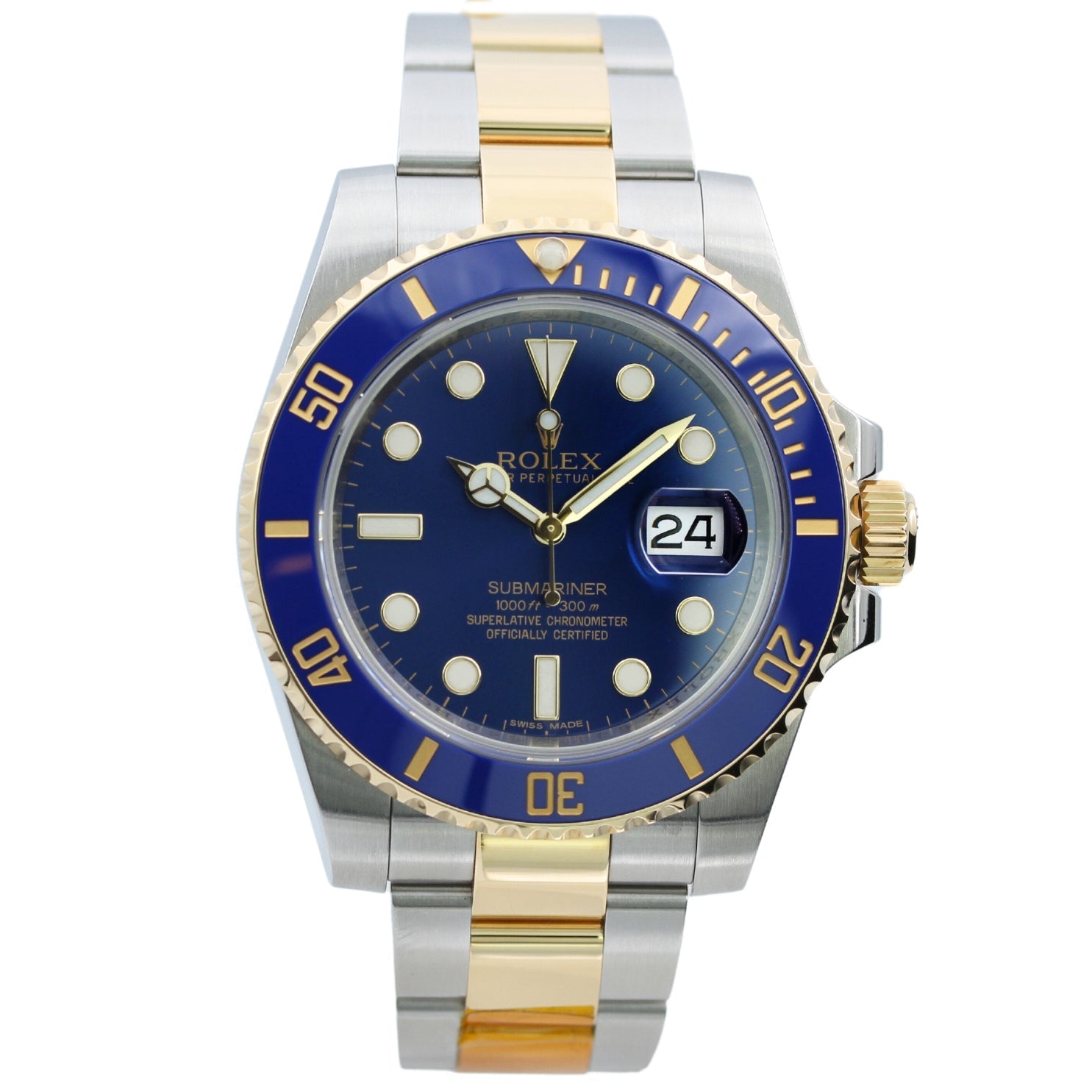 Rolex Submariner 40, Bicolor, blaues Zifferblatt, Ref. 116613LB, B+P - LUXUHRIA