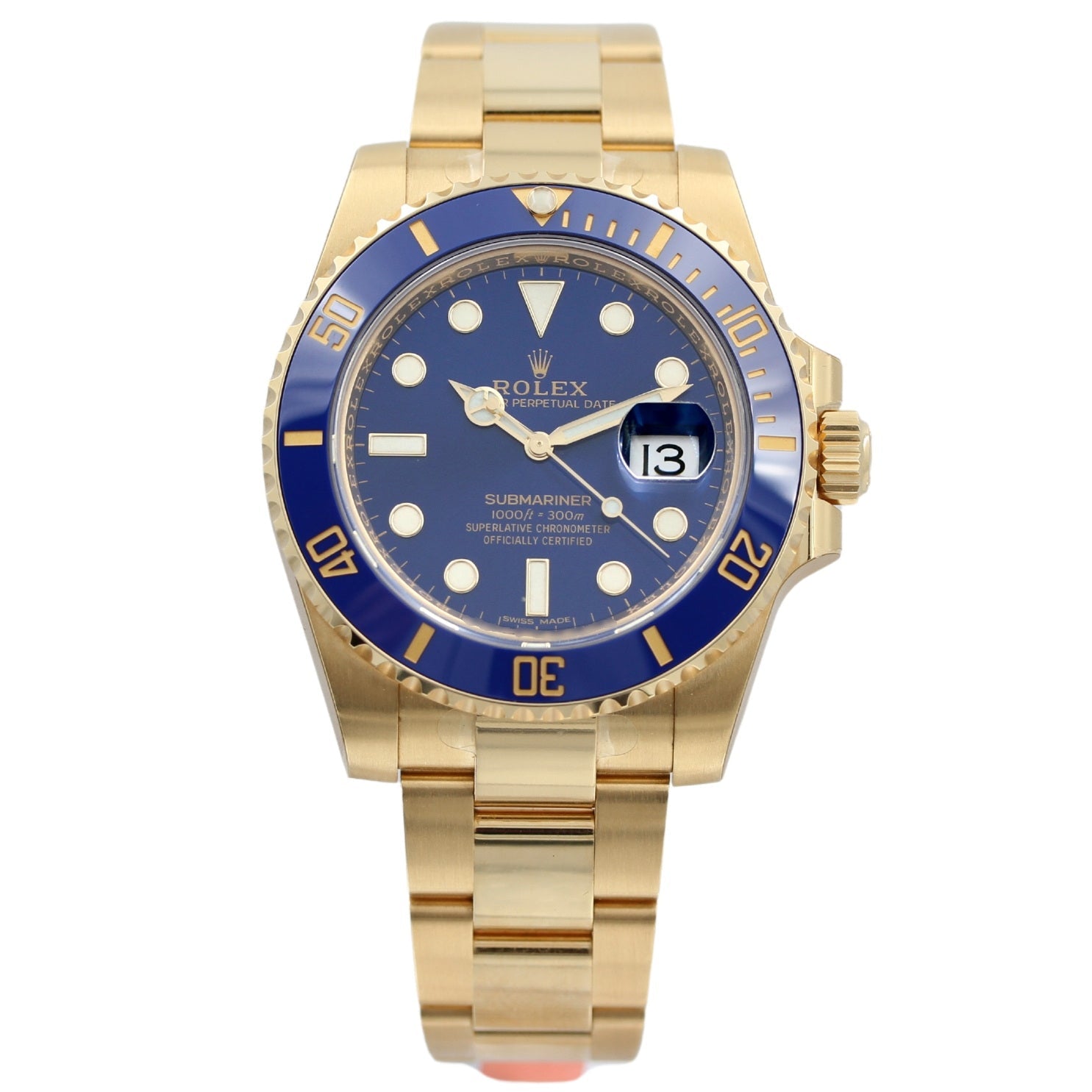 Rolex Submariner Date 40 mm, Gelbgold, Blue Dial, Ref. 116618LB, Rolex - Foliert, LC100/2020, B+P - LUXUHRIA