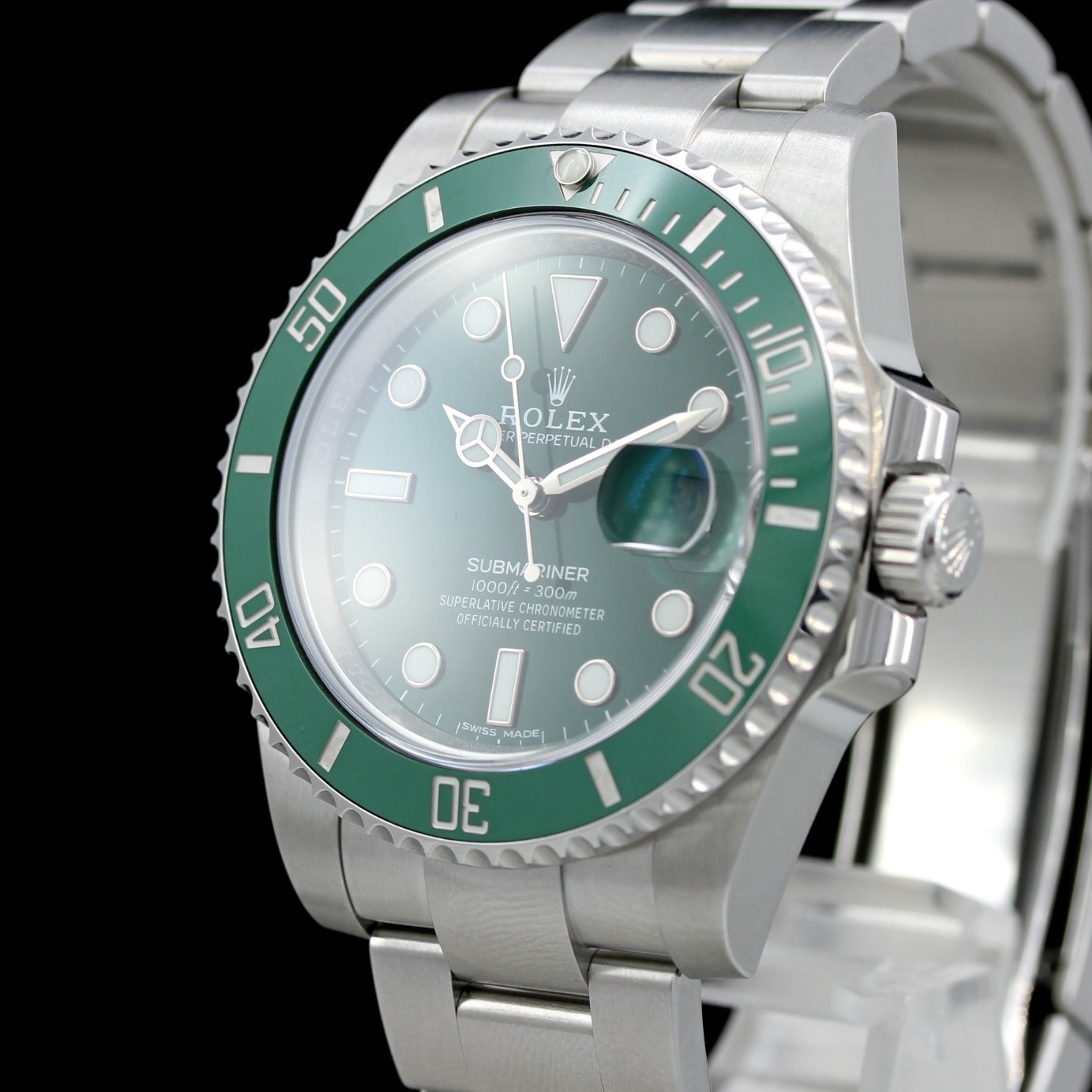 Rolex Submariner Date "Hulk" 40mm, Grün Keramic, Ref. 116610LV, LC100, B+P - LUXUHRIA