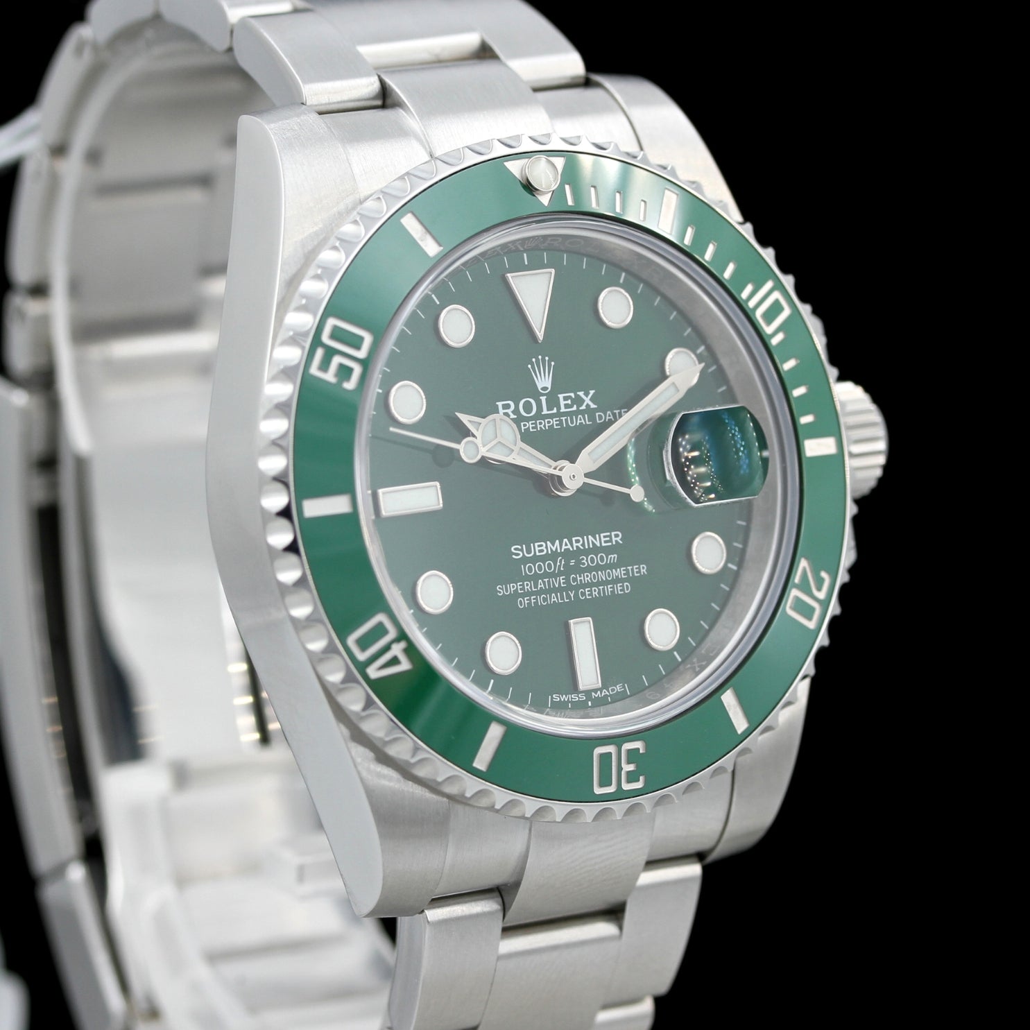 Rolex Submariner Date "Hulk" 40mm, Grün Keramic, Ref. 116610LV, LC100, B+P - LUXUHRIA