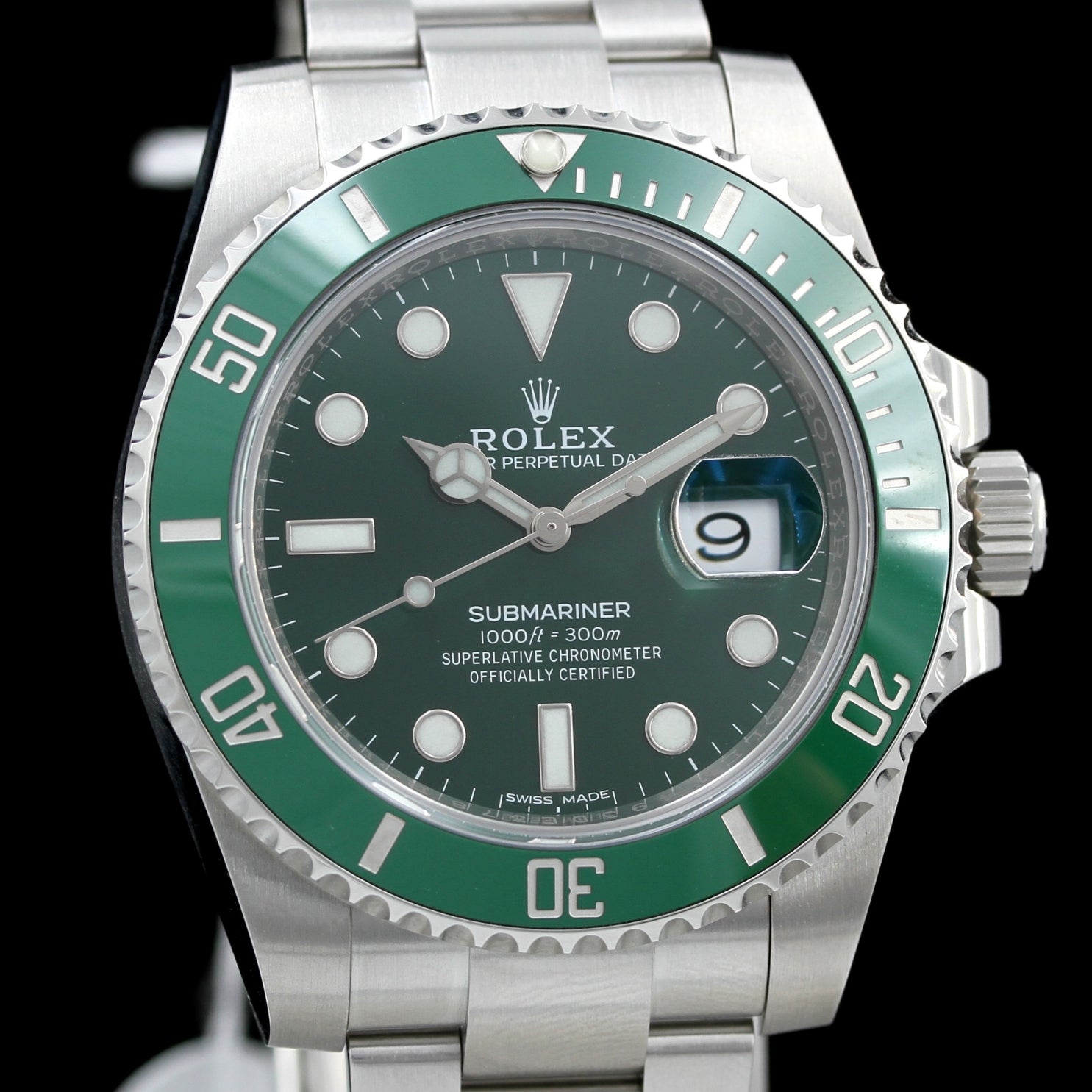 Rolex Submariner Date "Hulk" 40mm, Grün Keramic, Ref. 116610LV, LC100, B+P - LUXUHRIA