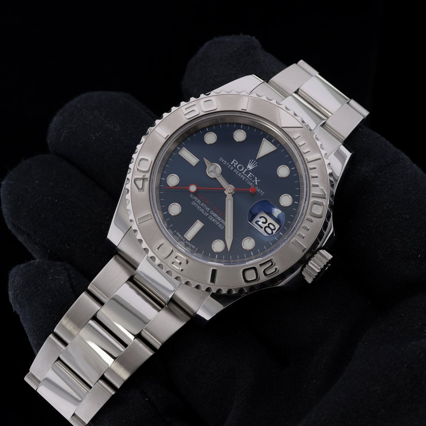 Rolex Yacht - Master 40, Blue Dial, Edelstahl/Platin, LC100, Ref. 116622, 10 - 2016, B+P - LUXUHRIA