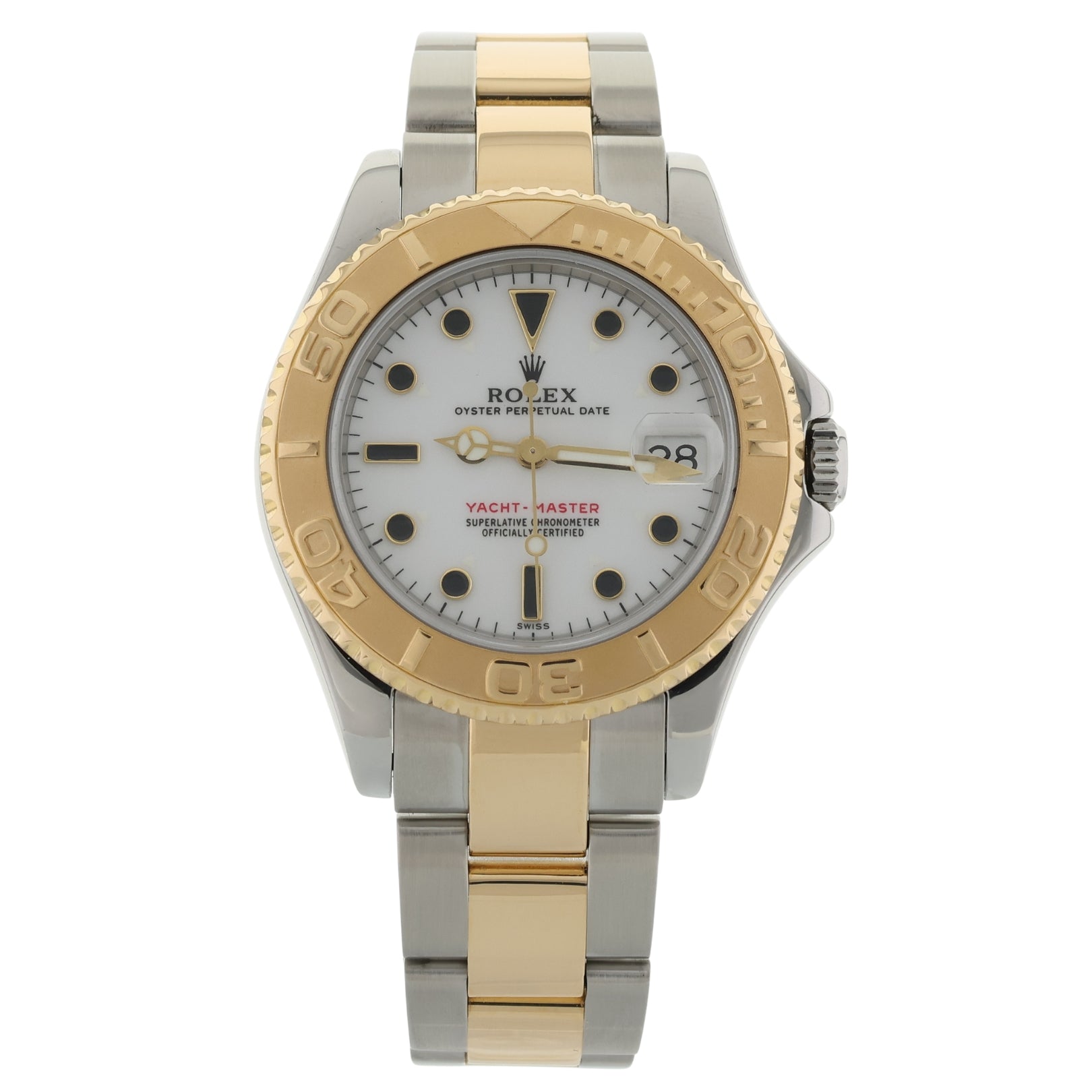 Rolex Yachtmaster 35, Stahl/Gold, White Dial, Ref. 68623, 03 - 2000, B+P - LUXUHRIA