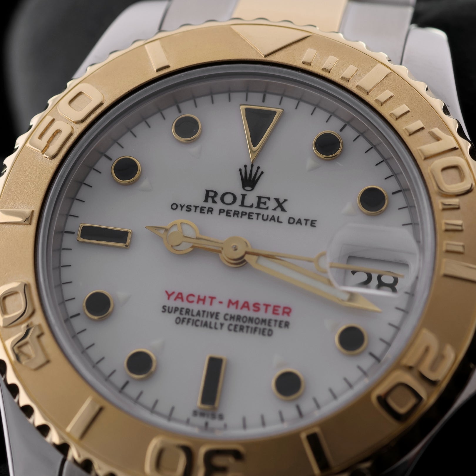 Rolex Yachtmaster 35, Stahl/Gold, White Dial, Ref. 68623, 03 - 2000, B+P - LUXUHRIA