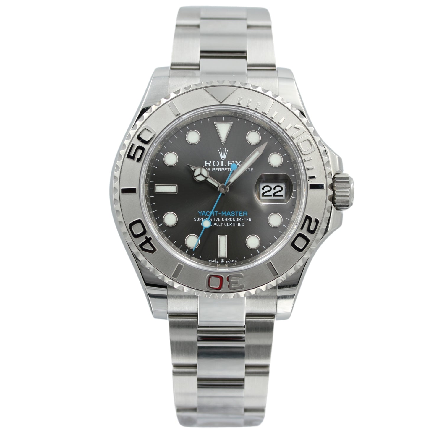 Rolex Yachtmaster 40mm, Grey Dial, Edelstahl/Platin, Ref. 126622, 2019, B+P - LUXUHRIA