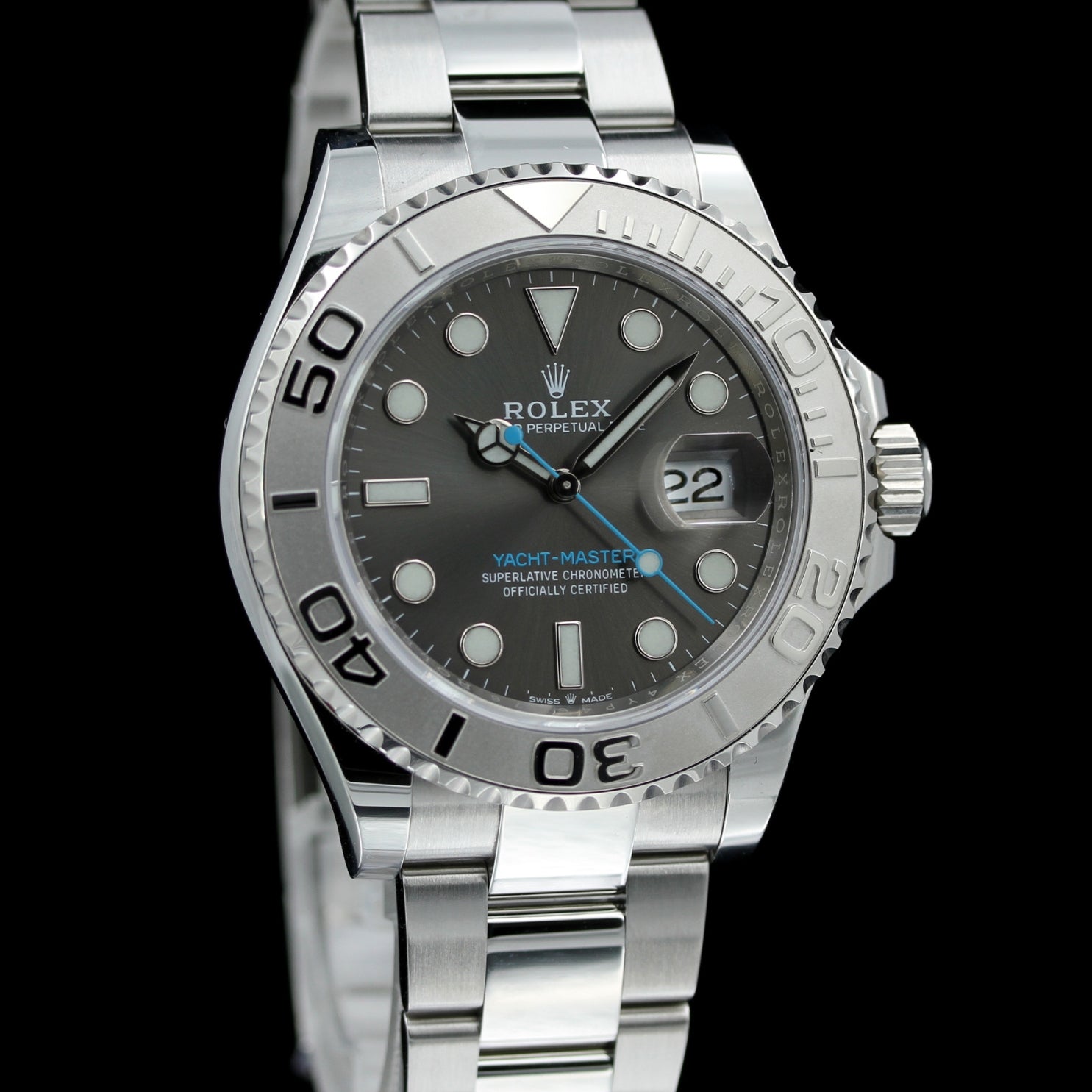 Rolex Yachtmaster 40mm, Grey Dial, Edelstahl/Platin, Ref. 126622, 2019, B+P - LUXUHRIA