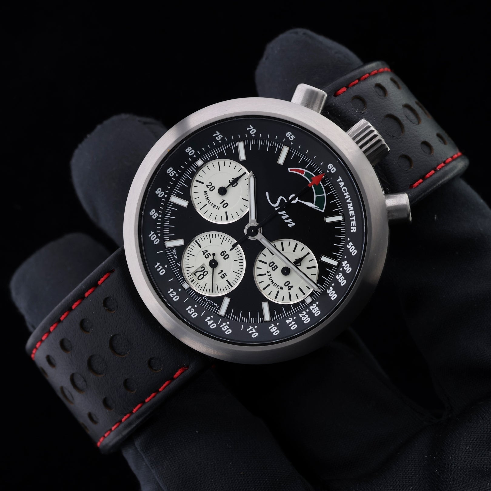 Sinn "Bullhead" Rennstopper Chronograph R500, Limitiert 300, Ref. 500.010, 2021, B+P - LUXUHRIA