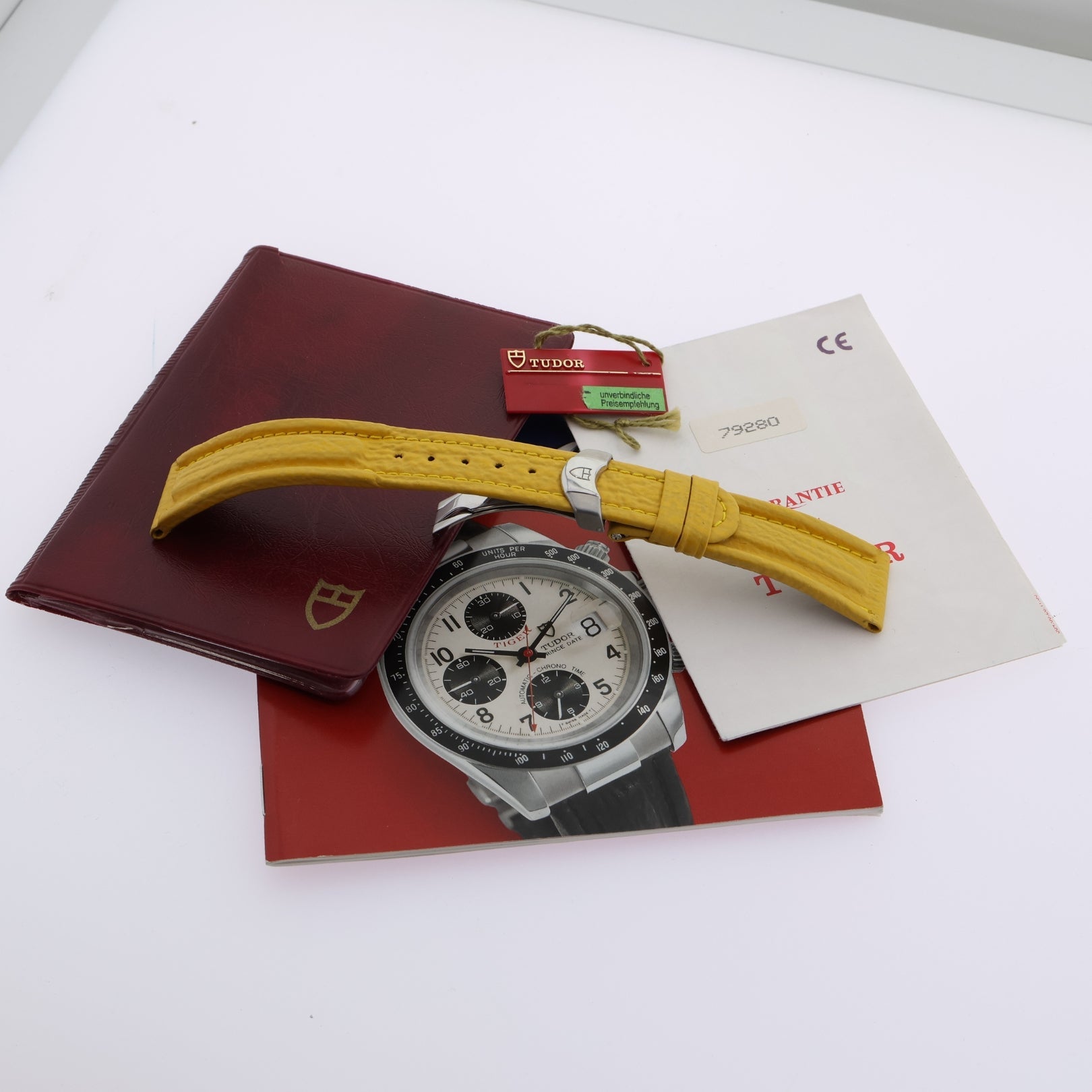 Tudor Prince Date Chronograph, Yellow, Stahl - & Lederband, Rolex - Rückdeckel/ - Krone, Ref. 79280, 03 - 1998, B+P - LUXUHRIA