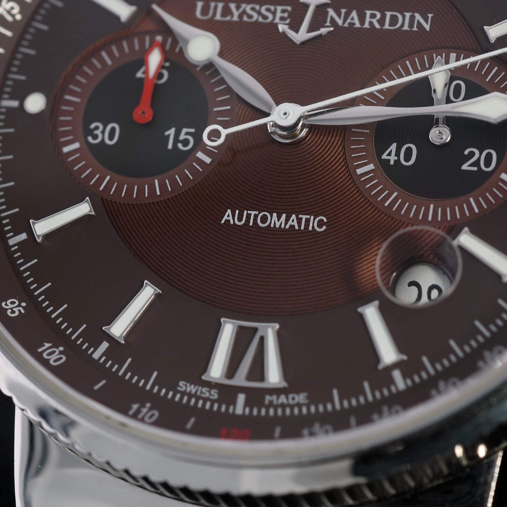 Ulysse Nardin Marine Chronograph, Brown Dial, Kautschuk, Ref. 353 - 66/355, B+P - LUXUHRIA
