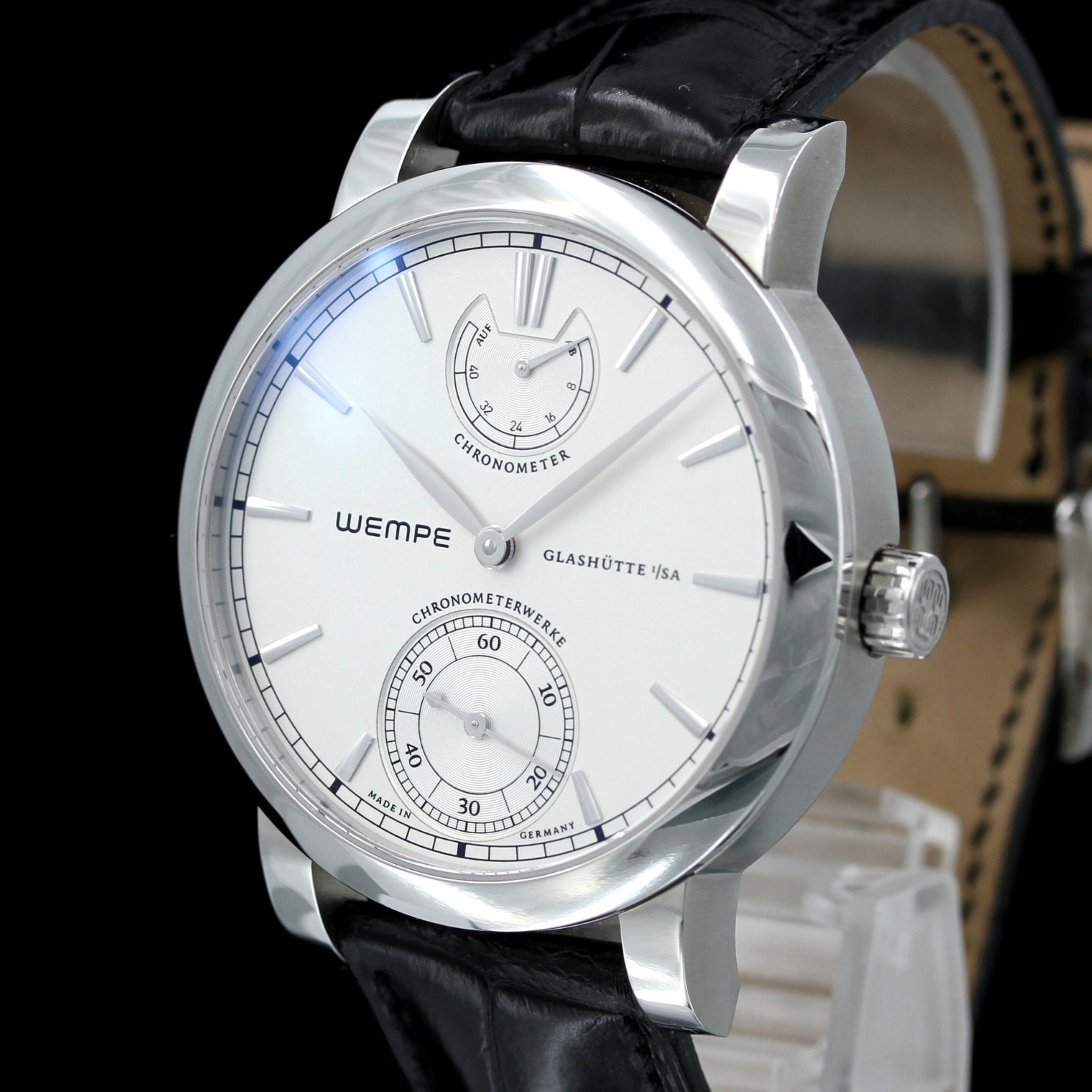 Wempe Glashütte Chronometerwerke 43mm, Gangreserve, Limitiert auf 60 Stück zu Ehren 80 Jahre Helmut Wempe, B+P - LUXUHRIA