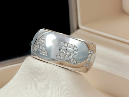 Bulgari Ring Monologo Pavé, set with diamonds, ring size 57