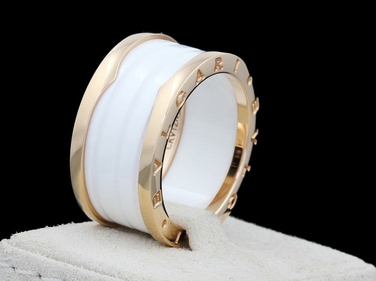 Bulgari B.Zero1 4-band ring, white ceramic, rose gold, Rg.50