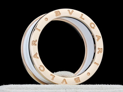 Bulgari B.Zero1 4-band ring, white ceramic, rose gold, Rg.50
