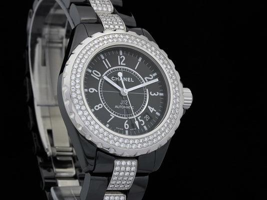 Chanel J12 Ceramic Black 38mm, Diamonds, 430 Diamanten, H1339 J12