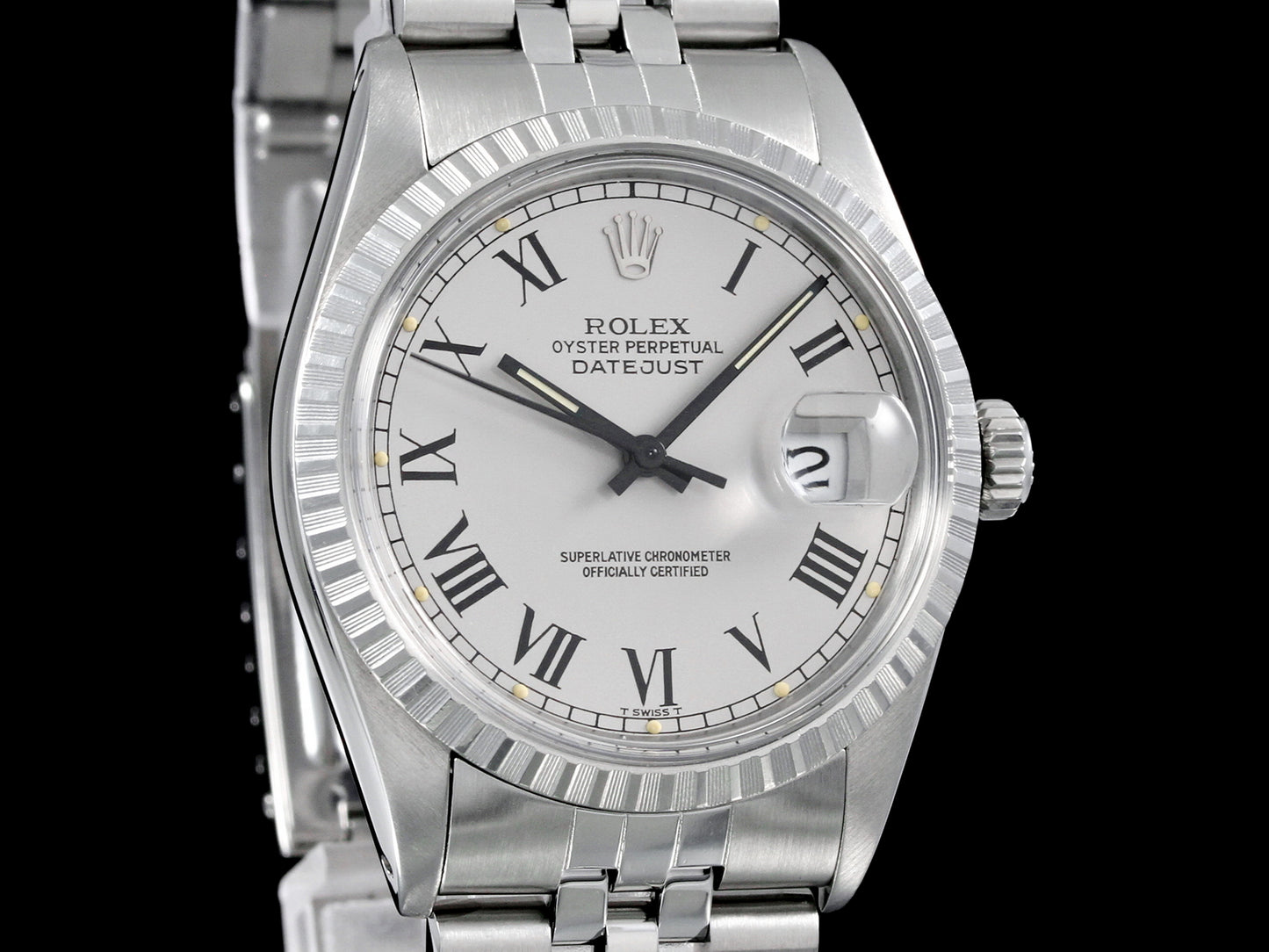Rolex Datejust 36mm, open 6/9, Jubilee, gray Roman ZB, LC100-HH / 1988, 16030