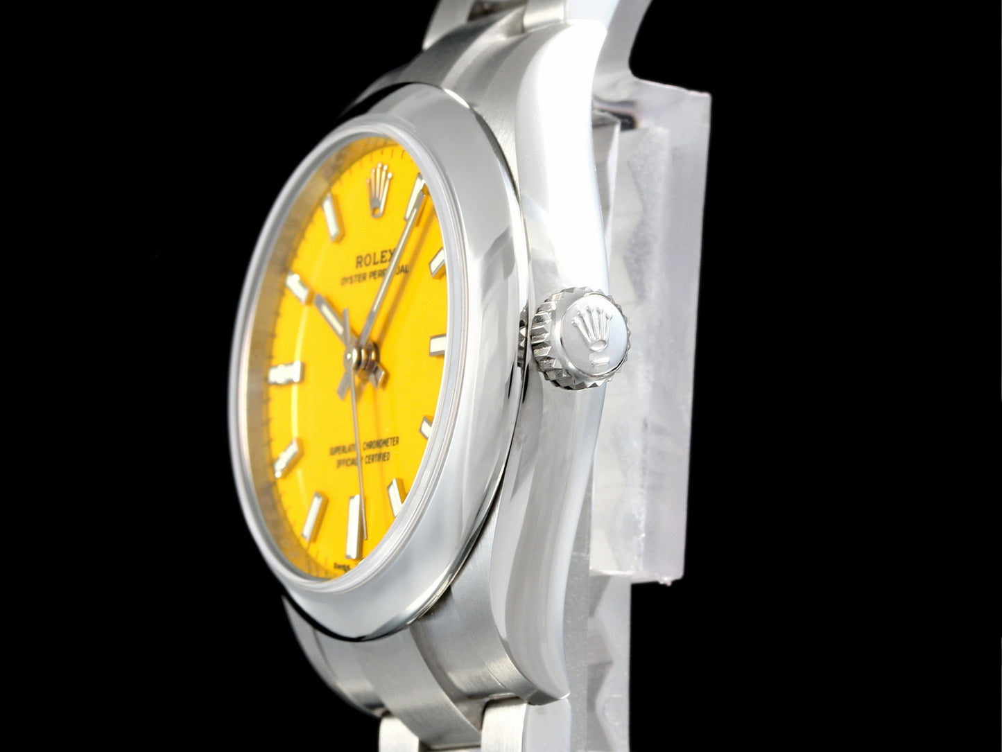 Rolex Oyster Perpetual 31, yellow, yellow dial, unworn, 277200, B+P