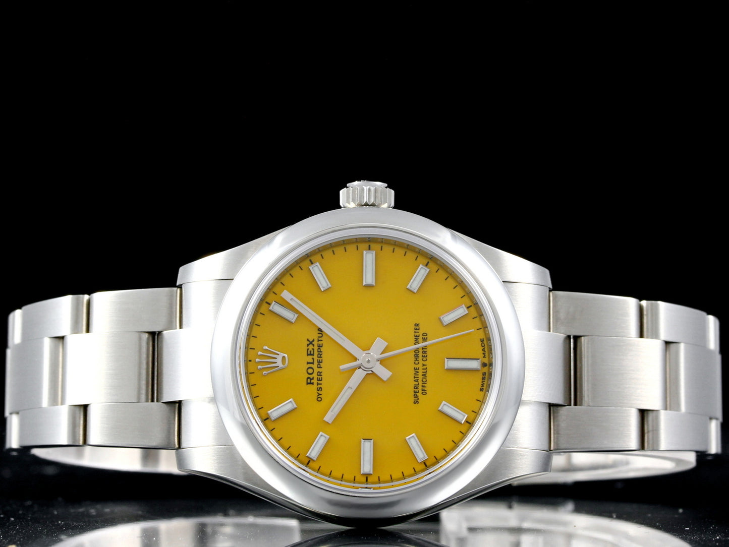 Rolex Oyster Perpetual 31, yellow, yellow dial, unworn, 277200, B+P